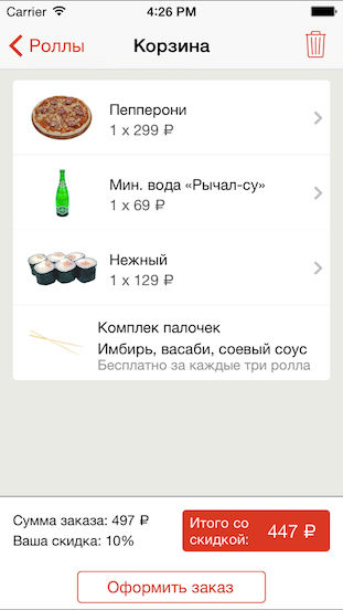 Мобильное приложение для заказа доставки